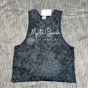 Bloom Pop NWT! Myrtle Beach South Carolina Print Black/Gray Tank Top  Size M